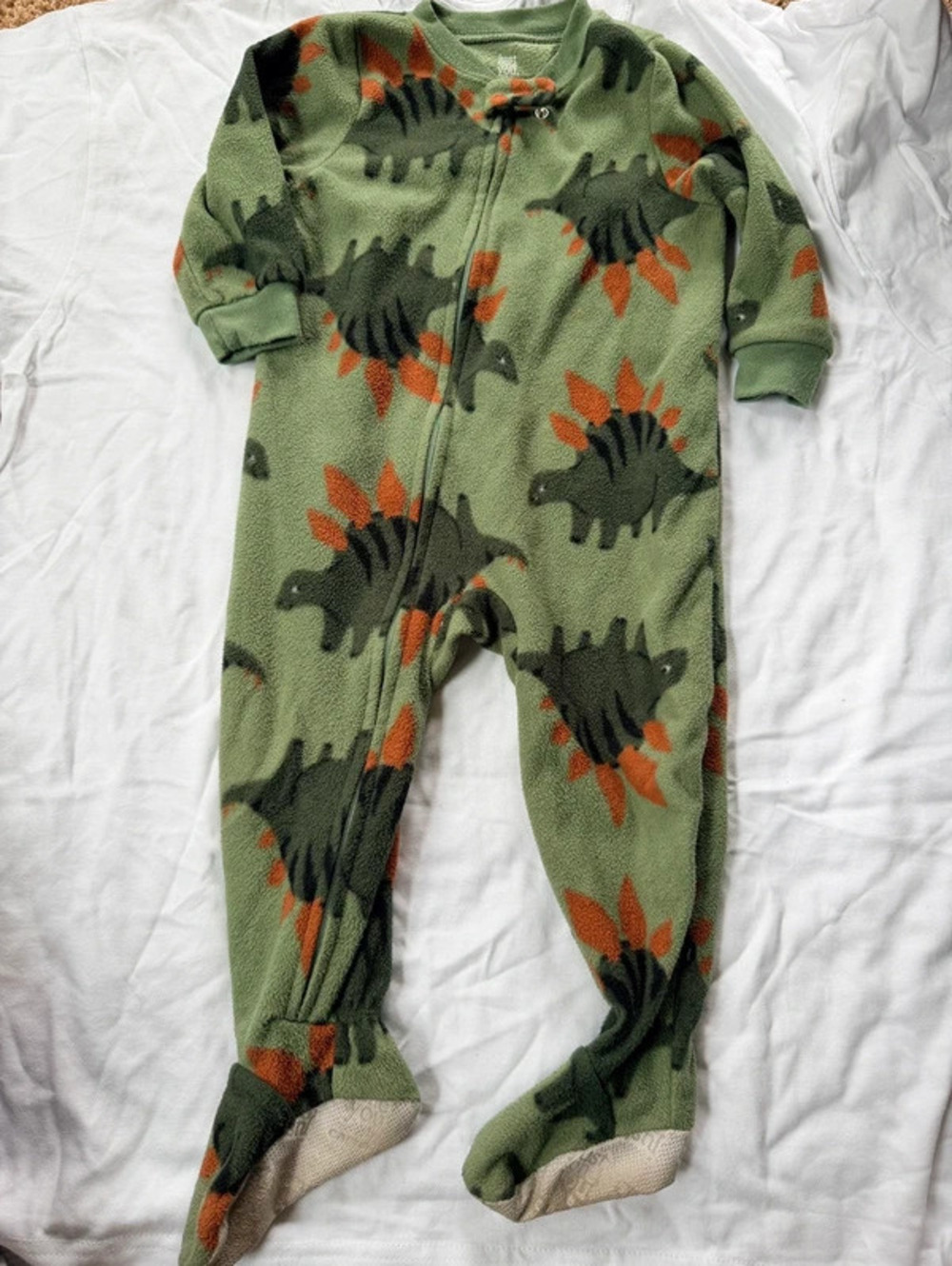 Carter’s Boys Dinosaur Footie Zipper Fleece Pajamas Size 18 months Sku1177